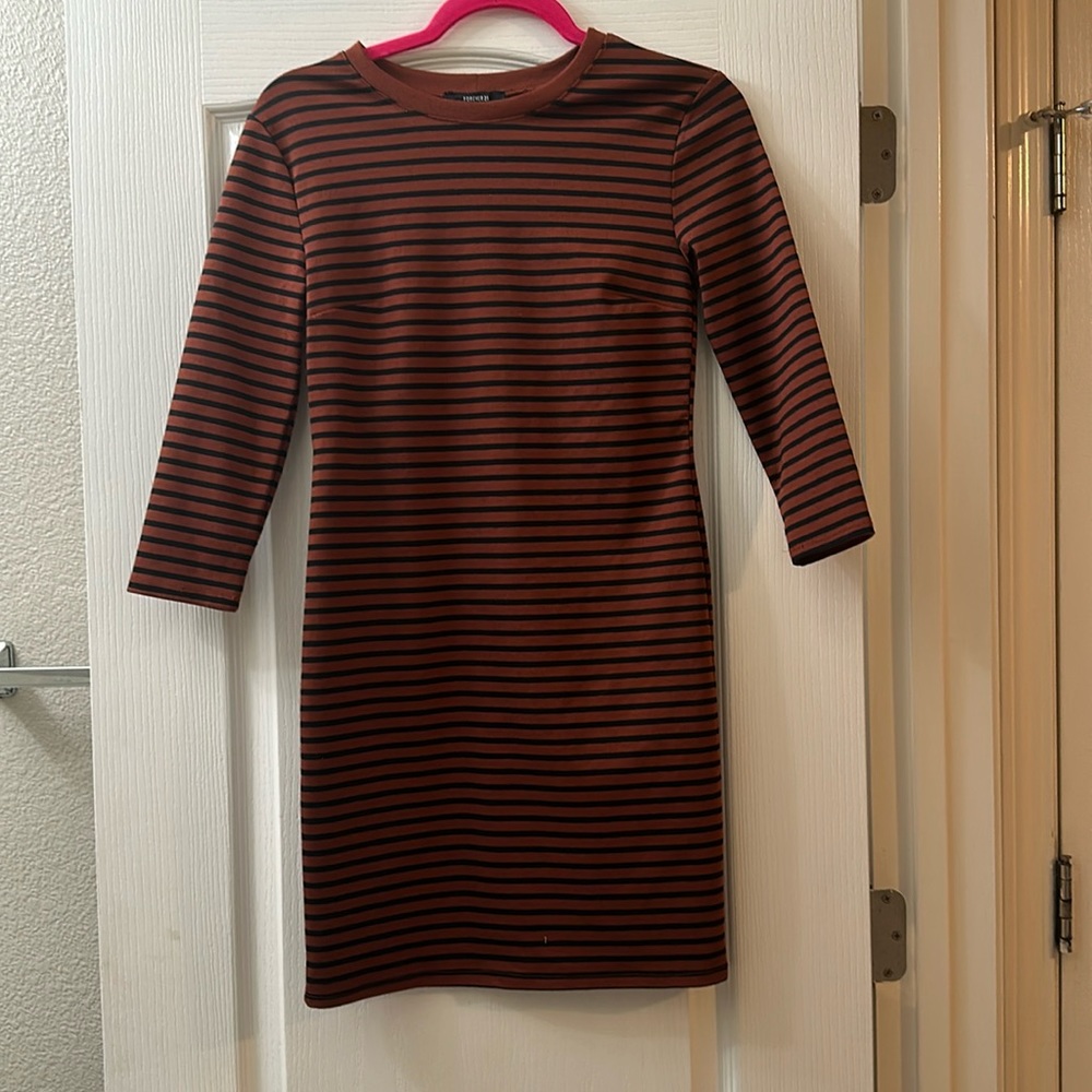 Forever 21 Rustic Red and Black Striped Long-Sleeve Dress